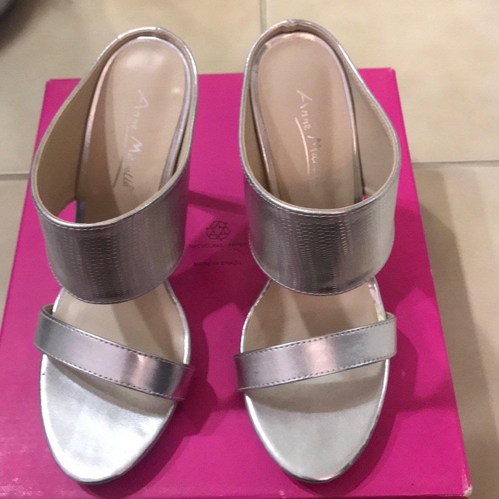 Silver Anne Michelle mule heels